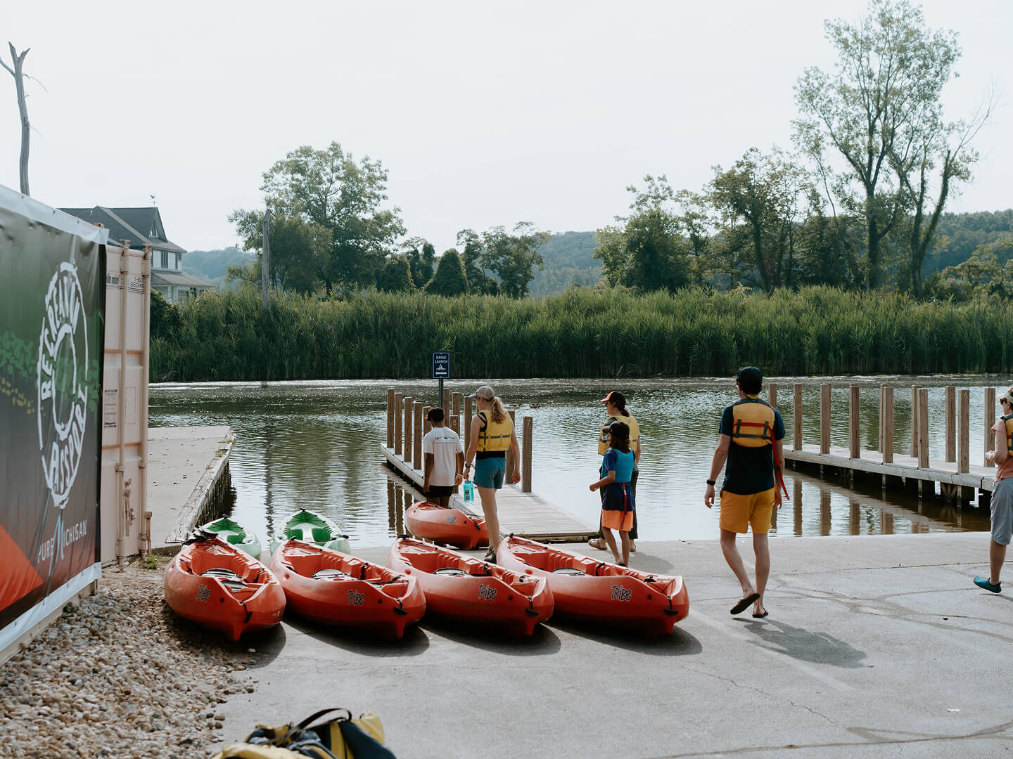 people kayaking near new buffalo
