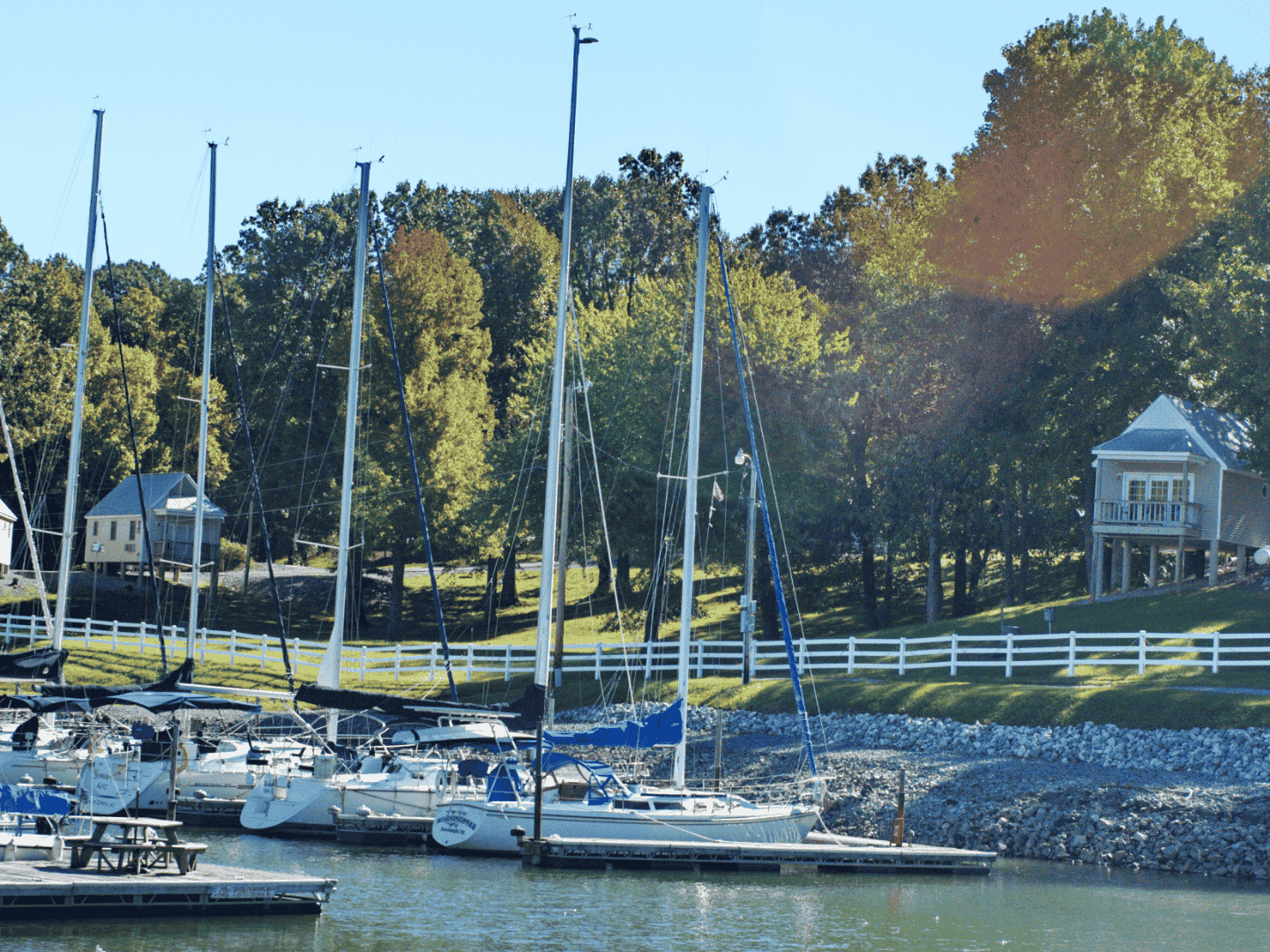 docked sailboats in paddler park